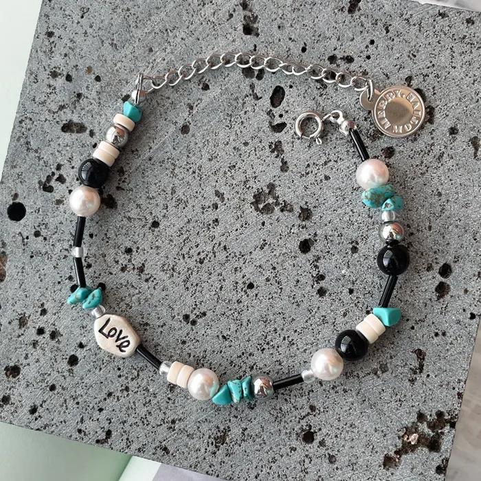 Black & Mint gem surgical bracelet