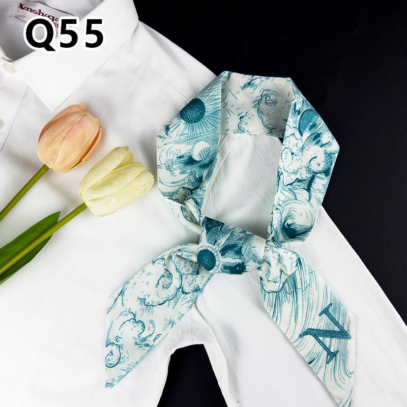 New Long Versatile Silk Scarf Tied Hair Band Bow Letter Floral Streamer Tied Bag Gift Small Silk Scarf