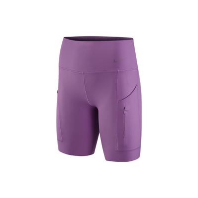 Série Blossom Cor Sólida Cintura Média Shorts Justos de Fitness com Bolso Calças Femininas Roxo DQ5926-532