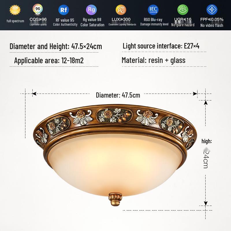 European Retro Dimmable LED Ceiling Light for Hallway, Balcony, or Bedroom