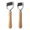 Pet Grooming Rake, Double Sided Detangling Comb Undercoat Rake, with Wooden Handle, Dogs Dematting Tool Remove Tangles Matted And Loose Fur for Medium