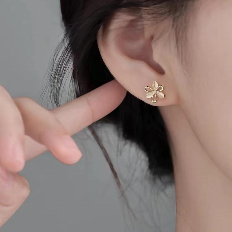 925 Silver Cat's Eye Flower Earrings - 2024 Trendy Women's High-End Jewelry