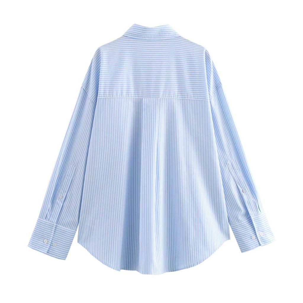 ZARZ DIY Women's Versatile Fashion Striped Oxford Shirt