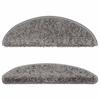 VidaXL Tapis d'escalier 15 pièces 56 x 17 x 3 cm Gris Demi-rond 133892