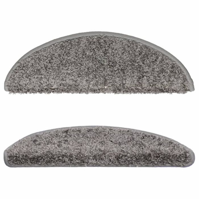 VidaXL Tapis d'escalier 15 pièces 56 x 17 x 3 cm Gris Demi-rond 133892