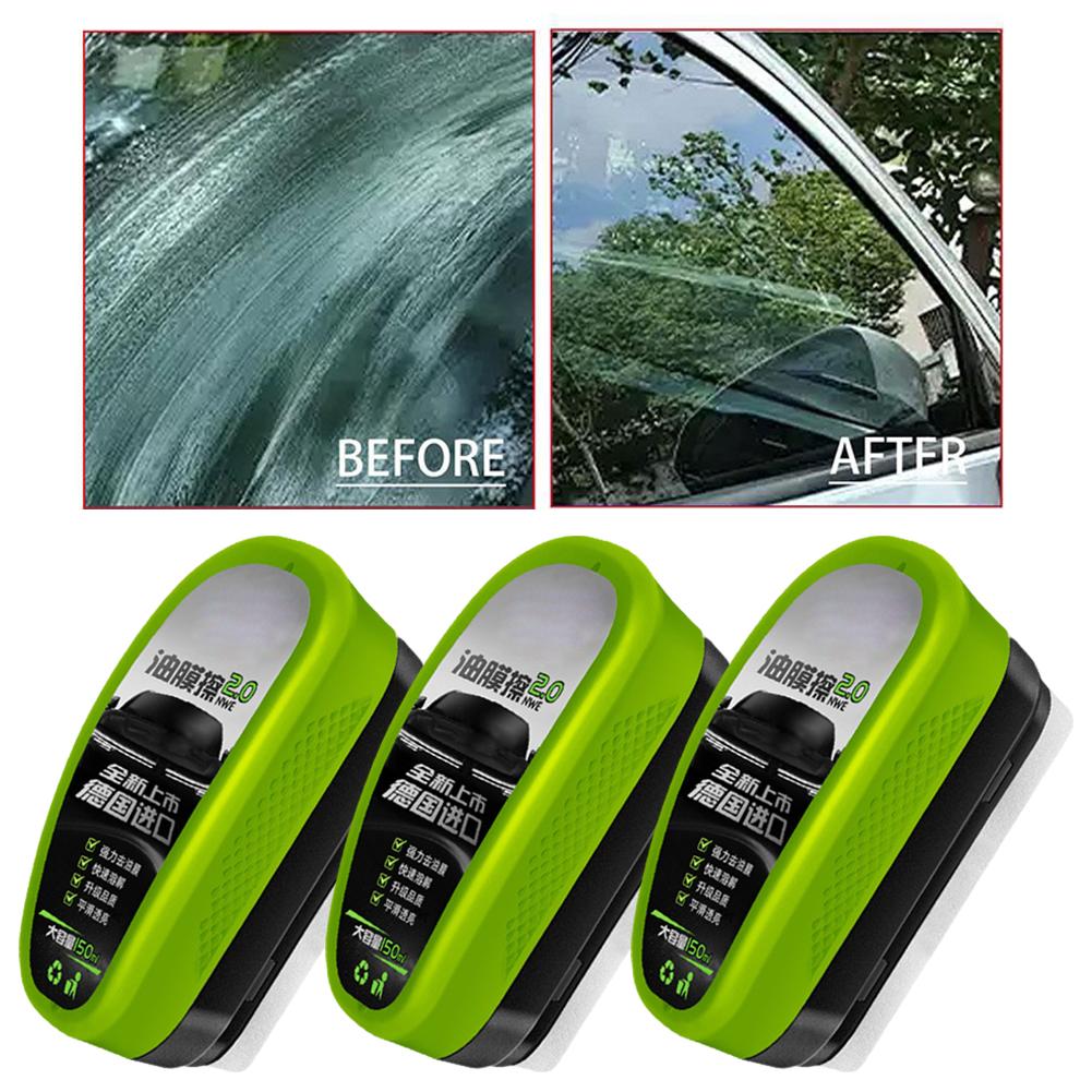 120ml Cars Glass Cleaner Oil Film Remover Automotive Glass Sponge Cleaning Brush Window Glass Cleaner Car Maintenance