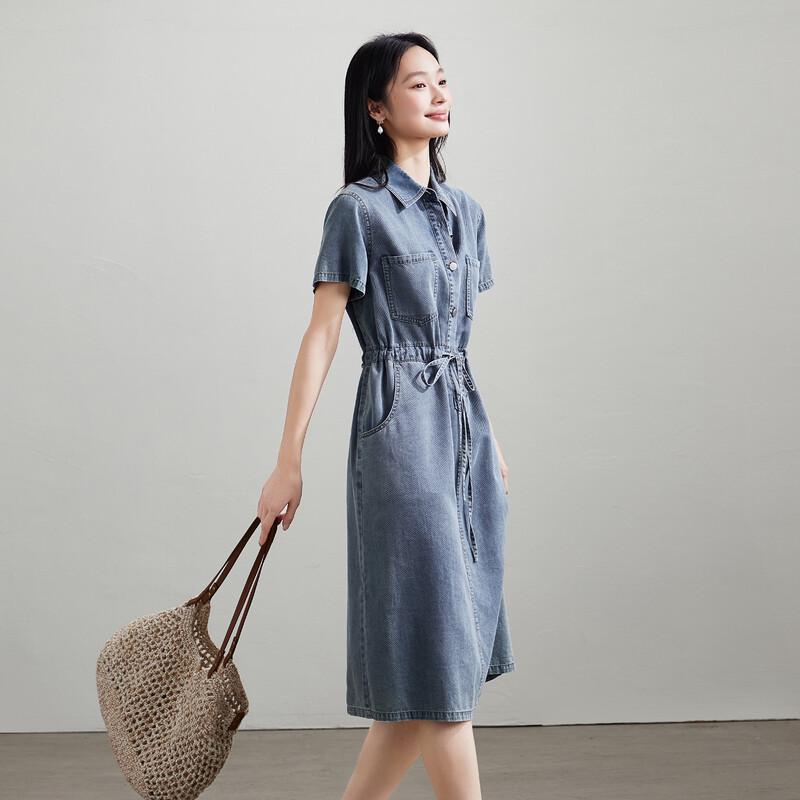 SOFSIL Women s 2026 Summer Commuter Denim A-Line Dress L