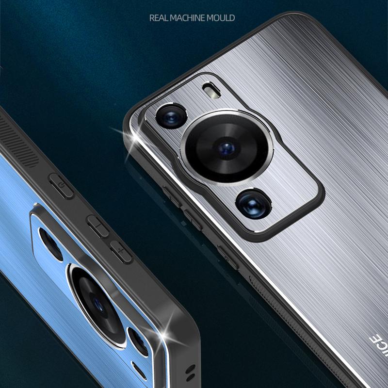 For Huawei P60 Pro Aluminium Alloy+TPU Protective Cover Brushed Scratch Resistant Phone Case