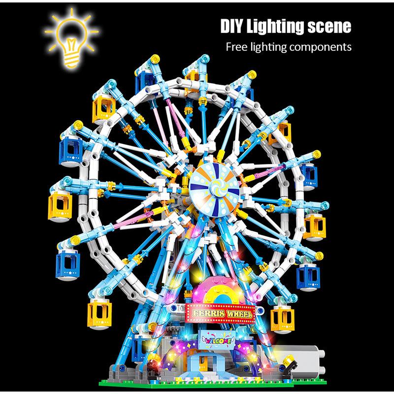 Wirbelnde Riesenradblöcke für Kinder, elektrisch leuchtendes Riesenrad für den Spielplatz, zum Zusammenbauen, neues Weihnachtsgeschenk, Ornamente