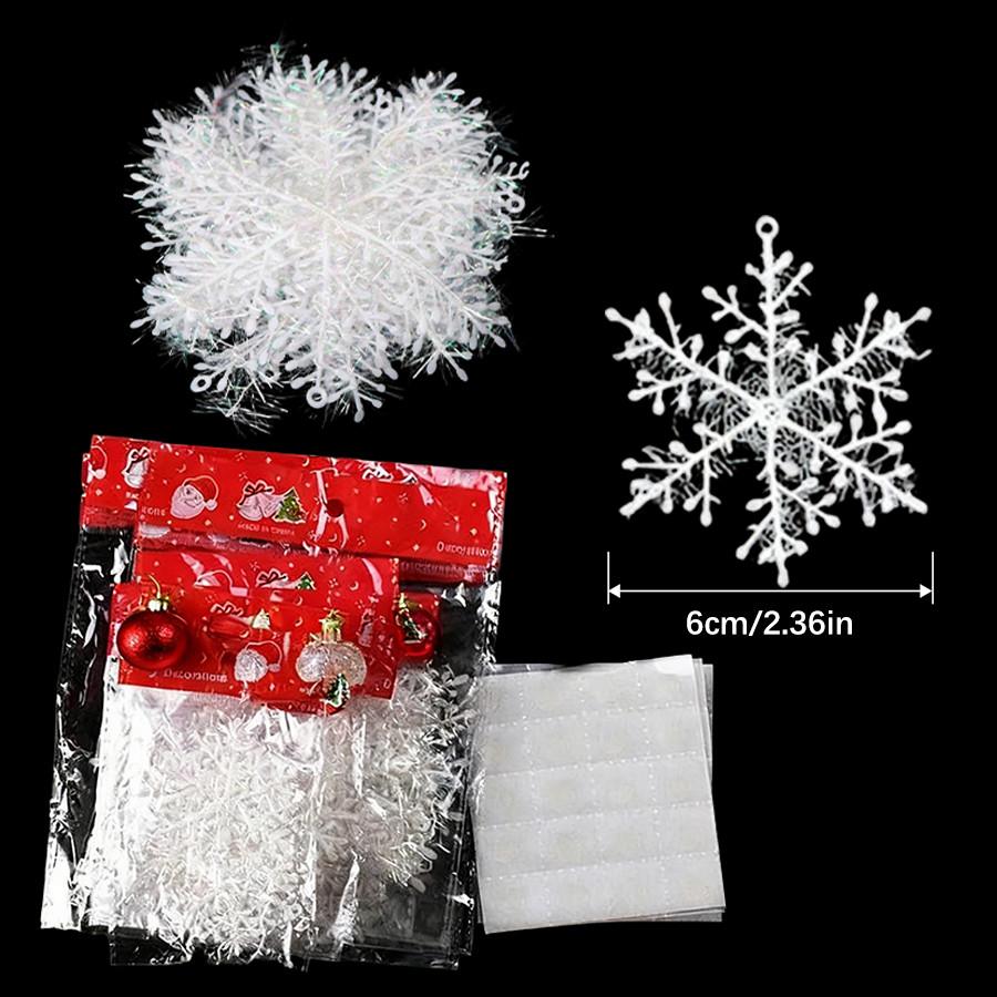 

120Pcs Large Christmas Snowflake Decorations White Hanging Snowflakes Ornaments Winter Indoor Outdoor Christmas Tree Window Deco Snowflake glue&30PCS