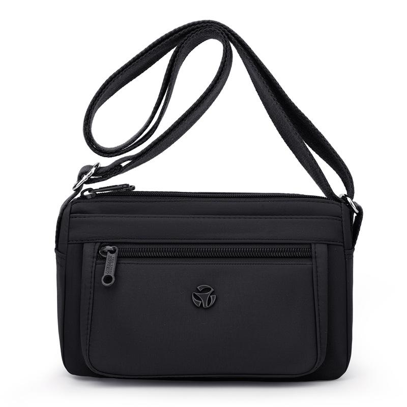 

Женская сумка среднего возраста, однотонная легкая нейлоновая сумка, маленькая квадратная сумка, сумка через плечо чёрный