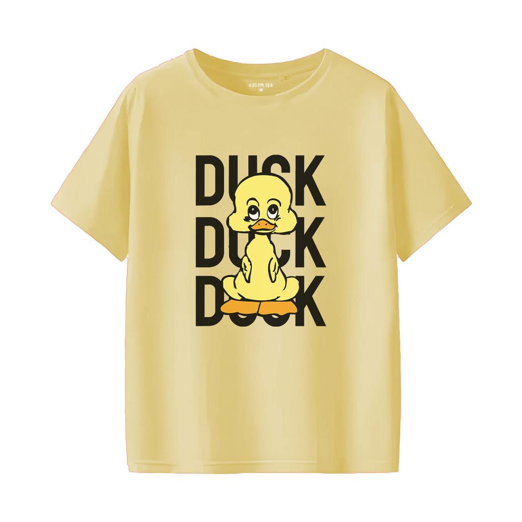 Retro Duck Cartoon Printed Short Sleeve Round Neck SpringSummer Versatile Fashion Womens Tshirt