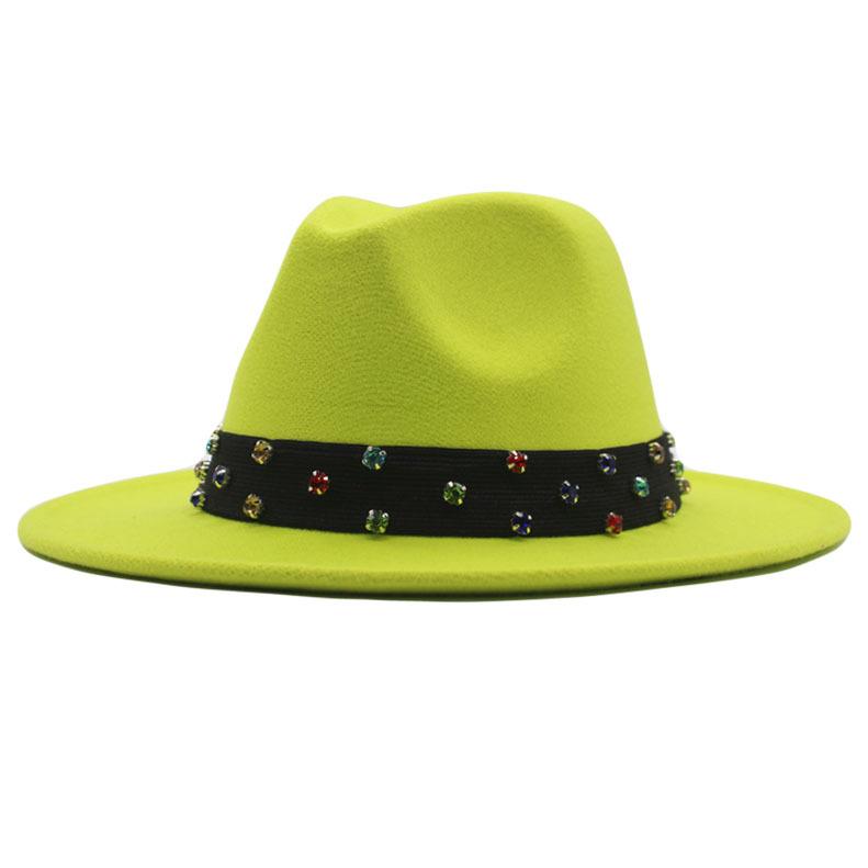 New Fashionable and Elegant Jazz Hat, Spring, Autumn and Winter Belt Woolen Casual Fashion Big-brimmed Lady Jazz Hat