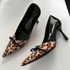 Fashion High Quality Patent Leather Women Pumps Sexy Pointed Toe High Heels Bow Designer Mules Loafers Elegant Banquet Heeled Sandals