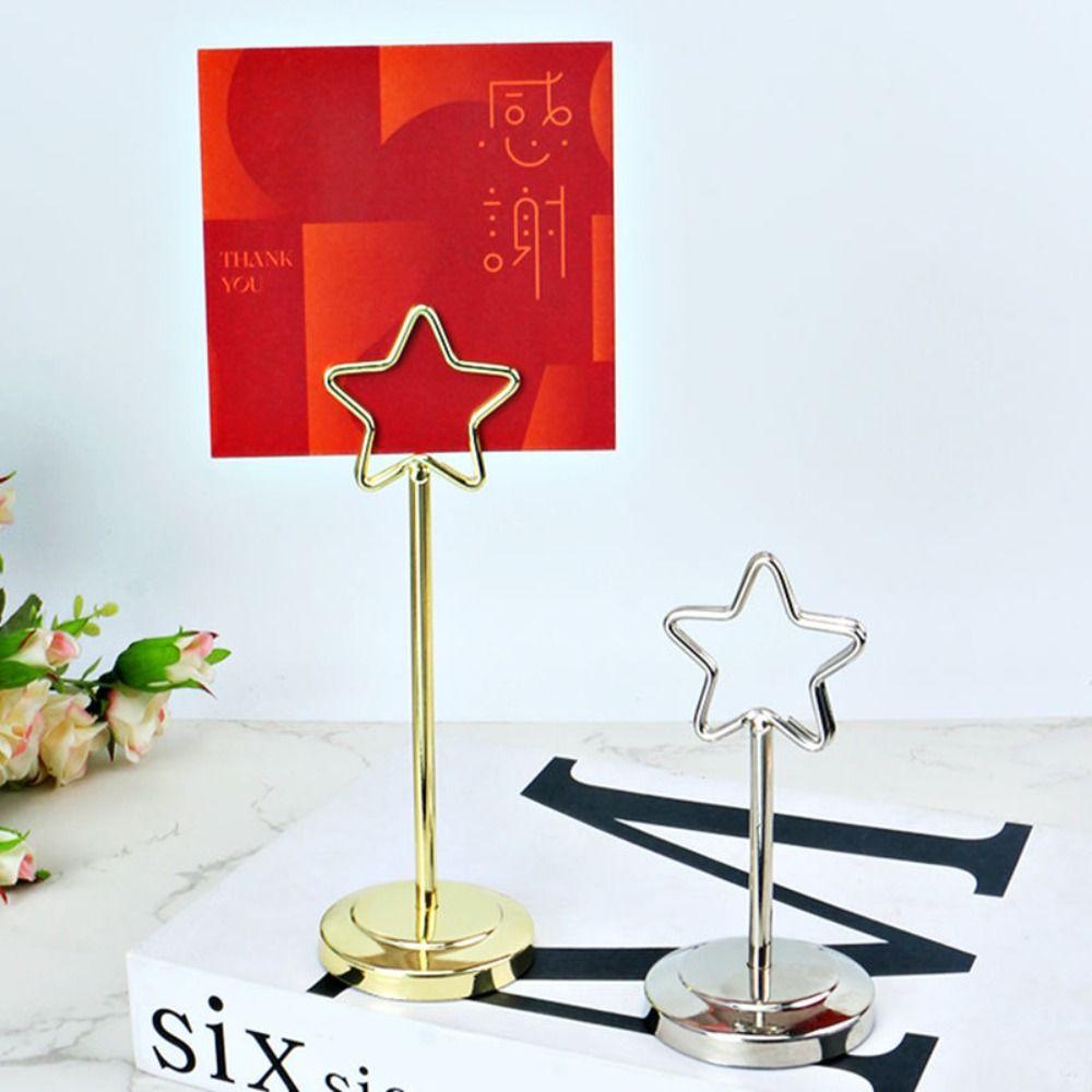 Stainless Steel Photo Clip Pentagram Card Holder New Note Clamp  Party Supplies
