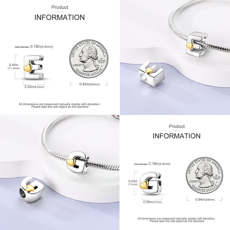 Copper Diy Alphabet Charms Beads Love Heart Letter Fit Original Bracelet Bangle Necklace Jewelry Marking Gift