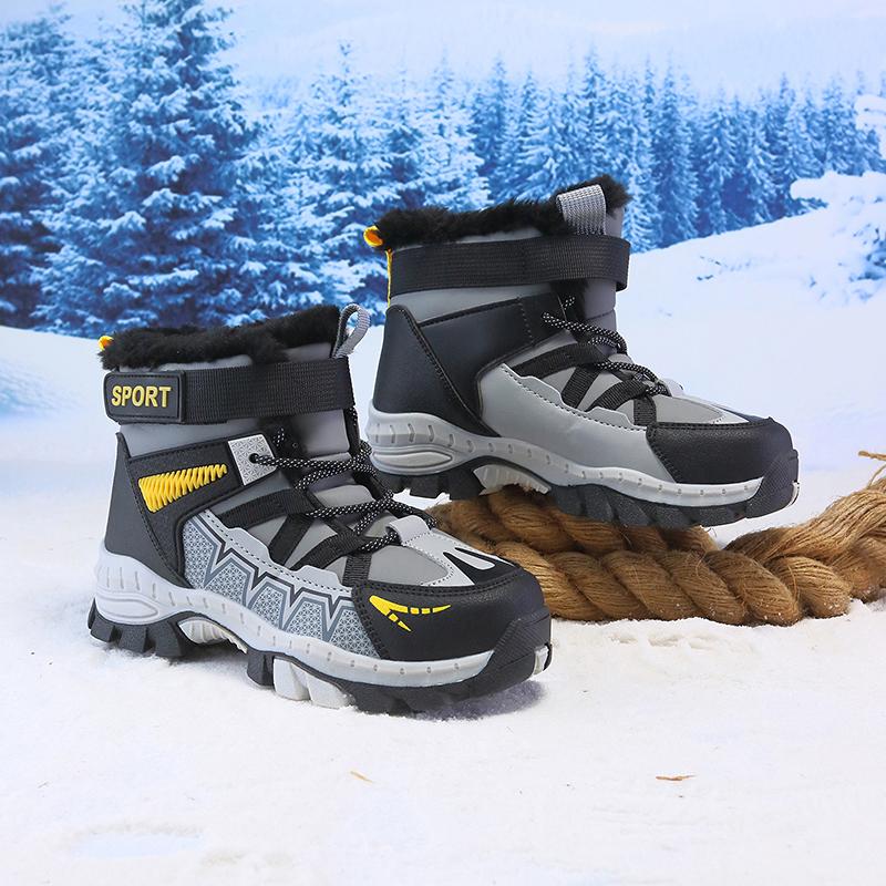Boy's Winter Snow Boots with Plush Insulation Anti Slip Outdoor Sports Snow Boots