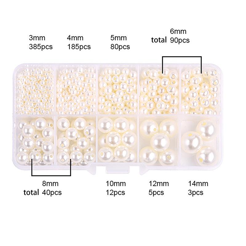 10-Grid ABS Pearl Bead Set for DIY Bracelets and Phone Chains