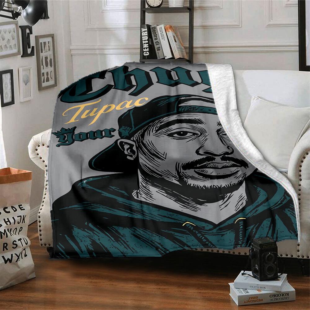 2pac Customize Your Name Blanket Lightweight Customizable Blanket Comfortable Perfect for Nap Seaside Office Living Room Four Seasons Multipurpose