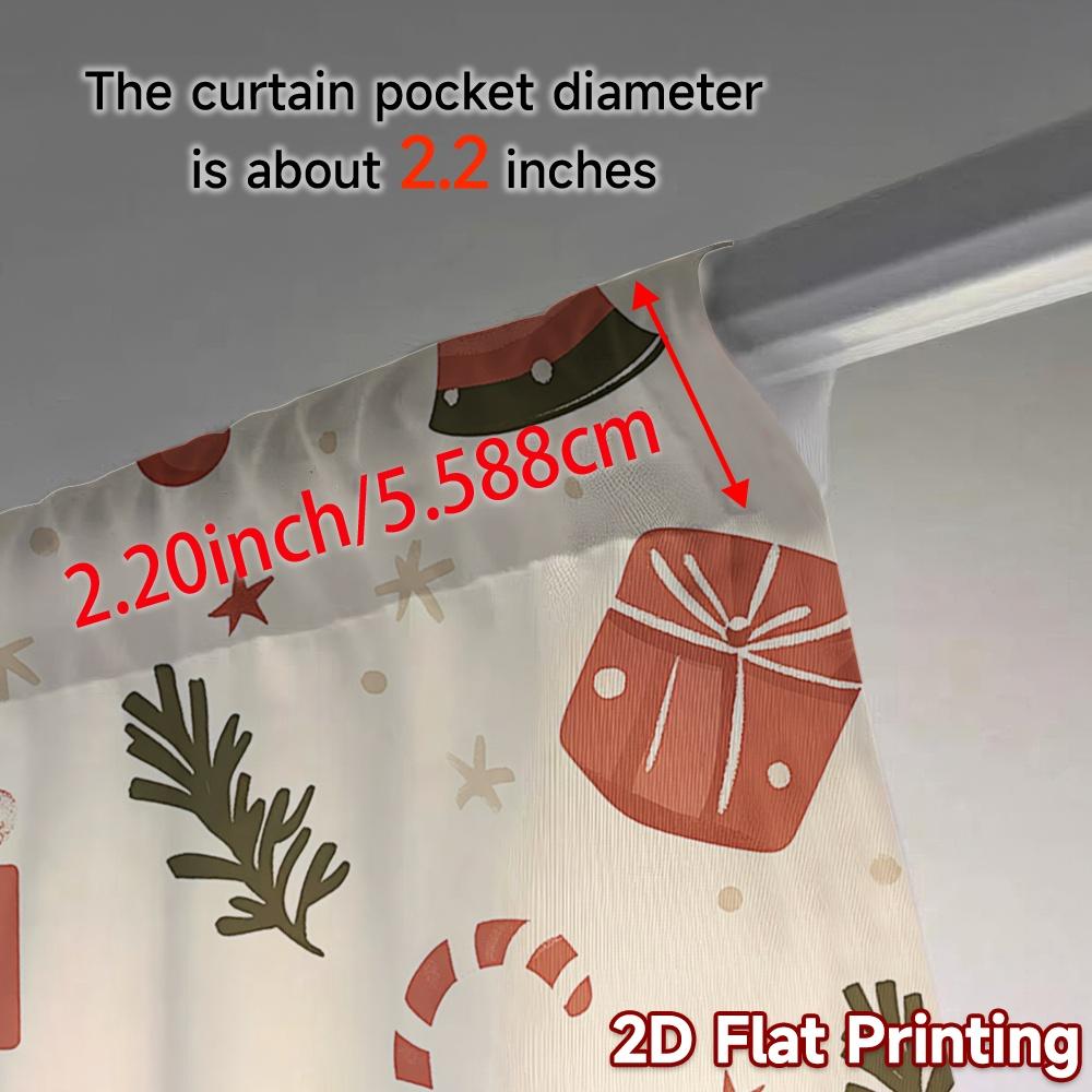2pcs,Curtains Christmas Baubles Candy Canes Gifts (4) Chic Curtains Machine Washable Fabric Curtains Decorations For Home Use