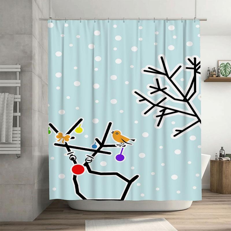 

Tuniu Whimsical Birdhouse Shower Curtain Cute Funny Forest Animal Bathroom Decor Washable Fabric Set W60H190(CM)-1 Pcs
