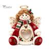 Plush Candy Storage Box Christmas Snack Bag, Clear Heart Window Doll with Back Zipper, Holiday Cookie Gift Soft Knitted Ornament Holder, Decorative