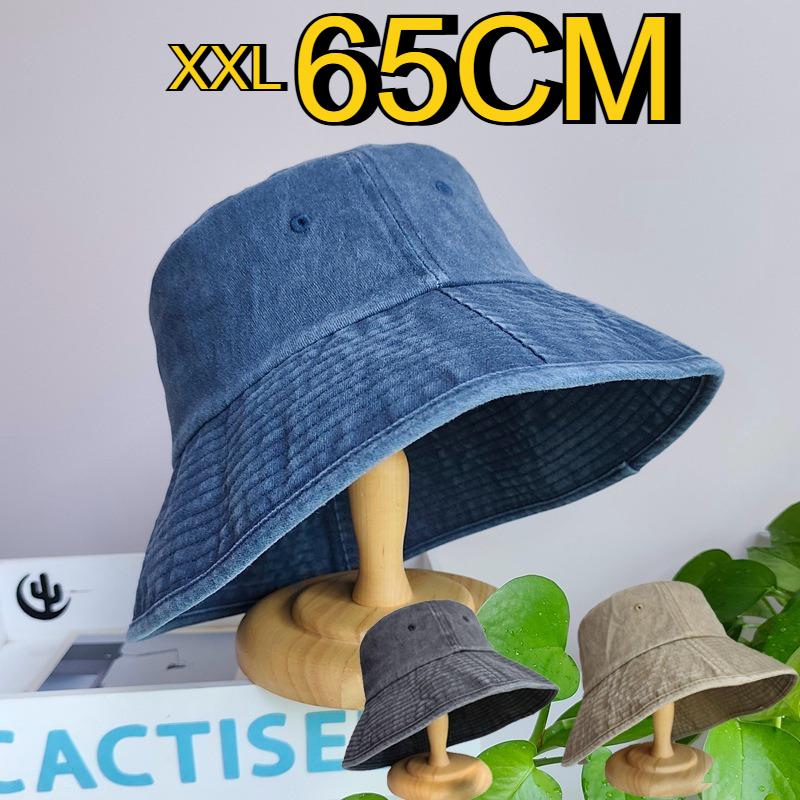 Yiran Dayang Hat Women's New Big Head Circumference Bucket Hat Enlarged And Deepened Size And Man's Big Edge Washed Hat Sunshade Fishing Hat 61-63Cm