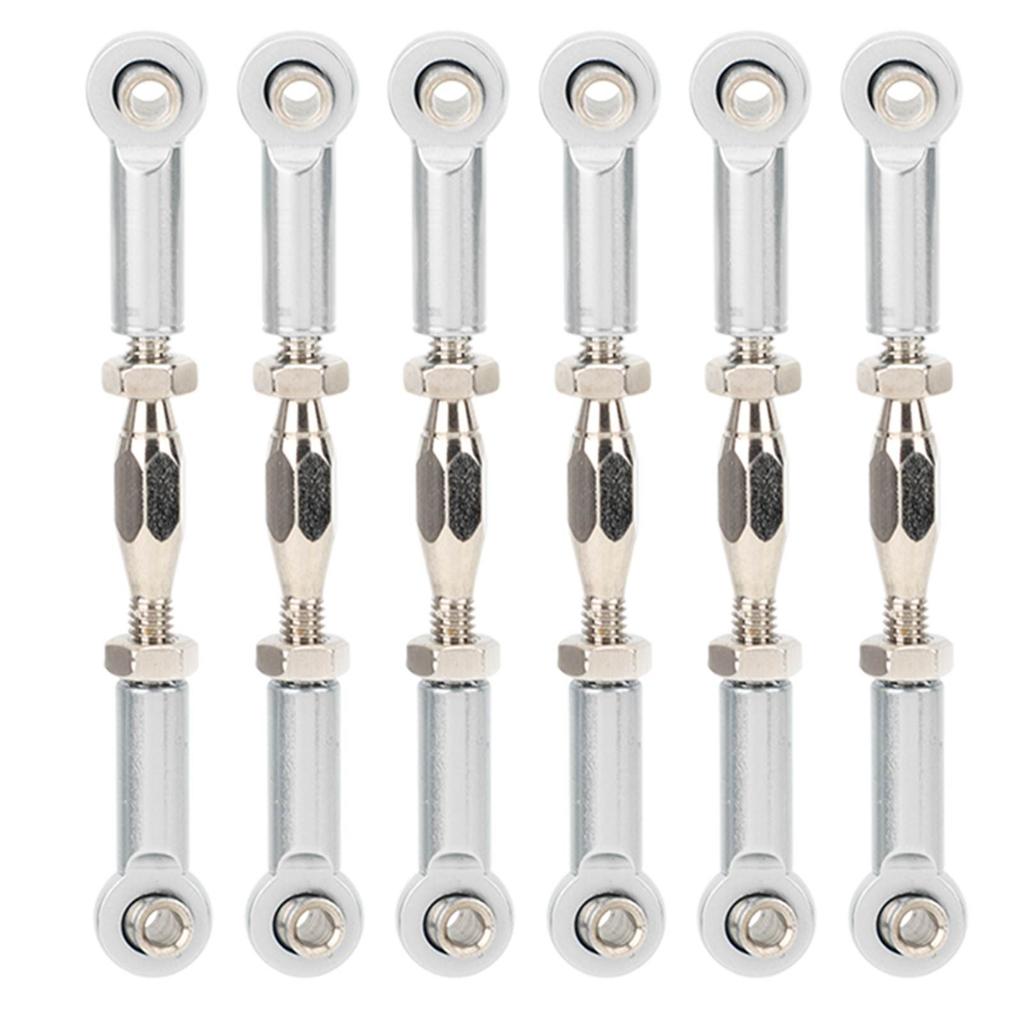 6Pcs Aluminum Alloy Adjustable Push RodsTurnbuckle Rod Linkage Accessories for RC Car Modelssilver