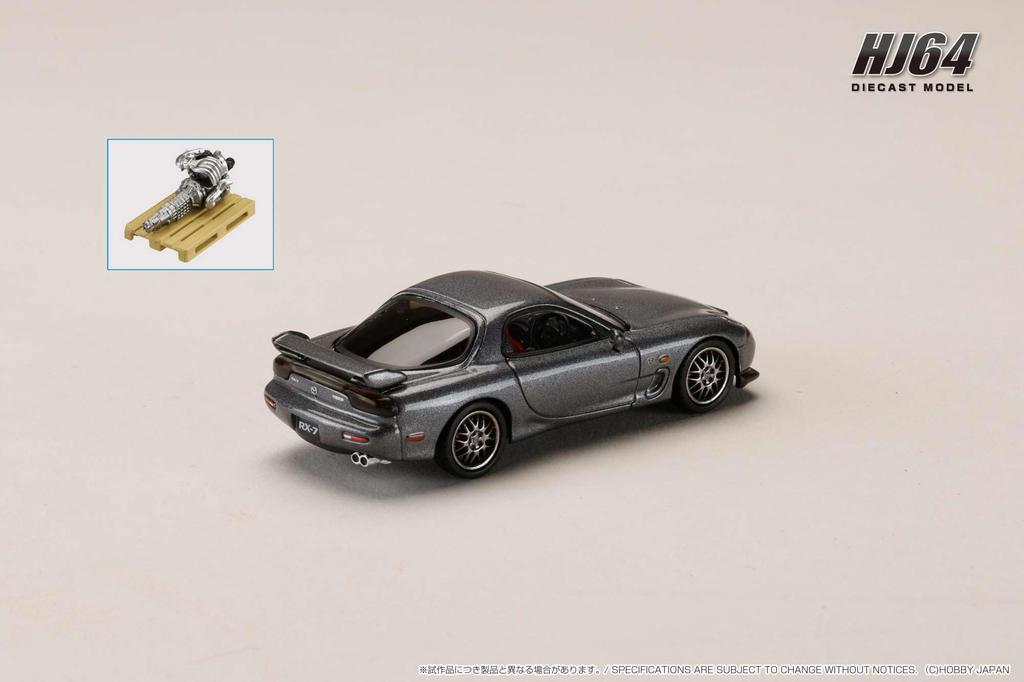 Mazda SPIRIT R TYPE A with Engine Display Titanium Gray Metallic 1/64 RX-7 (FD3S) Model,