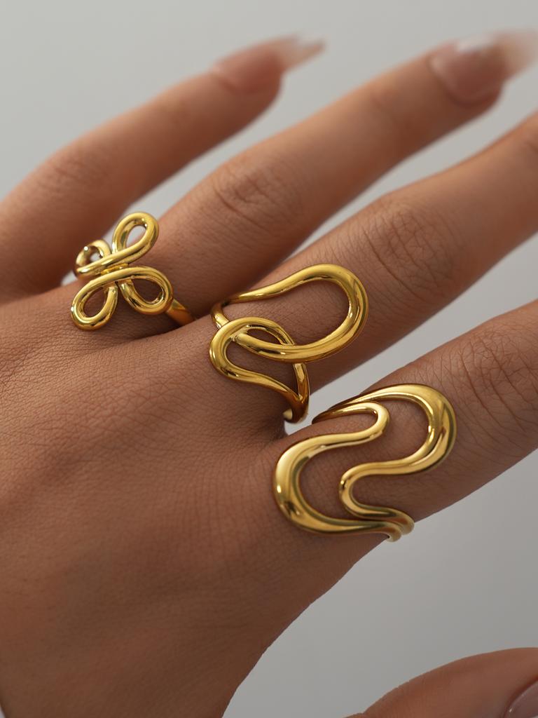 Stainless Steel Gold Color Rings for Women Men 2025 Colorfast Popular Party Personalized Exaggerated Charms Jewelry Gifts