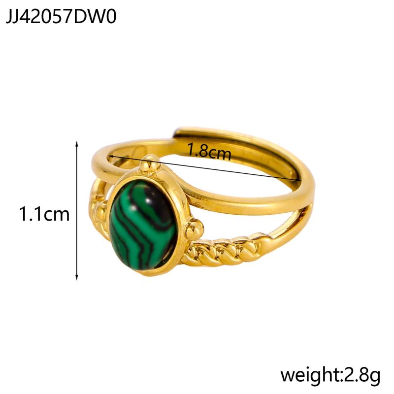 

CARLIDANA Ethnic Style Multi-Layered Stainless Steel Ring Versatile High-End Jewelry Gold Plated Colorful Natural Stone Women resizable