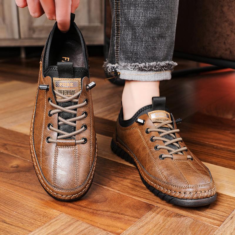 Fashion Casual Men's Shoes Loafers Flat Walking Shoes for Men Comfortable Slip On Sneakers Handmade Soft Sole Work Shoes Retro Footwear