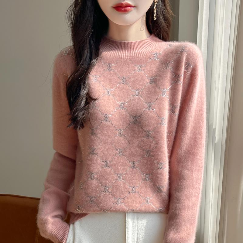 Women's Cashmere Sweater Qinghe Cashmere 30% Cashmere 70% Wool Autumn and Winter Pullover Warm and Fashionable
