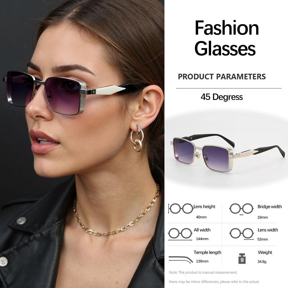 New In Sunglass For Women Square Sun Glasses Frame Geometric Sense Fashionable Accessories Metal Details Elegant Style