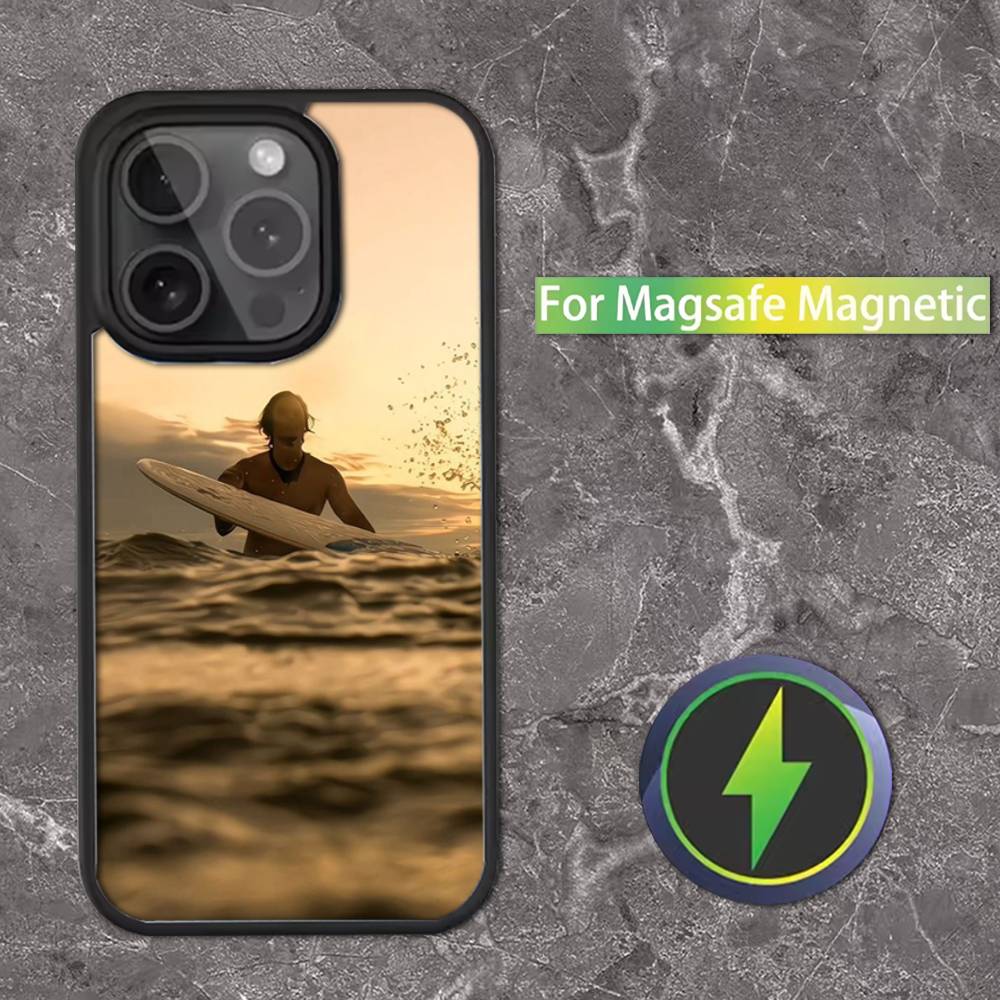 Surfboard Sea Phone Case For iPhone 16,15,14,13,12,11,Pro,Max,Plus,Mini,SE Magsafe Magnetic Wireless Charging