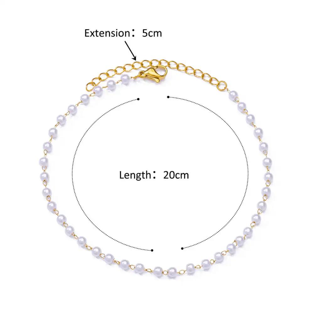 20+5cm Anklets for Women Stainless Steel Shell Starfish Imitation Pearl Leg Bracelets Gold Color Beach Summer Bodychain Jewelry
