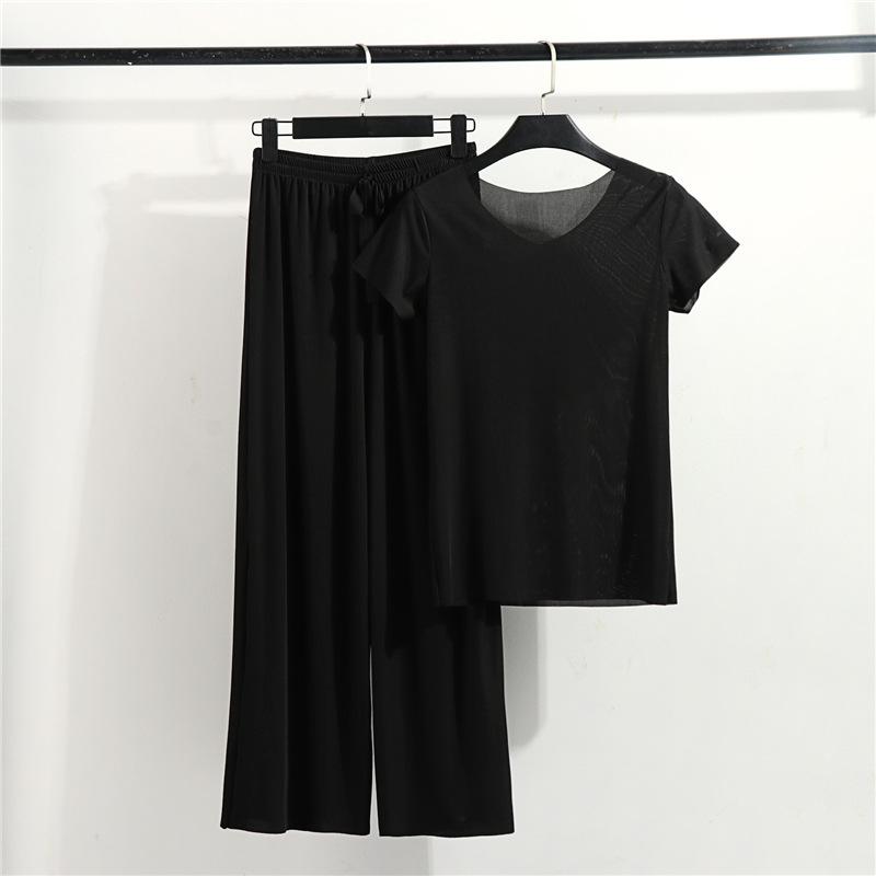 New Spring and Summer Women's Pajamas Set Modal Short-sleeved Trousers Two-piece Set V-neck T-shirt Thin Casual Home Wear Pajamas