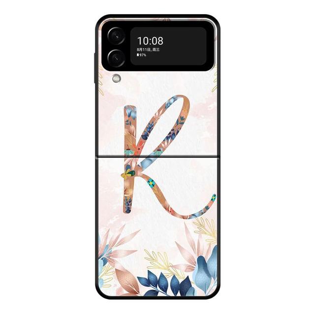 Floral Pattern Leaf Letter Art Phone Case For Samsung Galaxy Z Flip 4 Z Flip3 5g Shell For Galaxy Z Flip Hard Cover Couqe