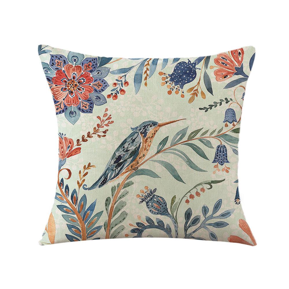 Retro Flower and Bird Pillow Nordic Bed Cushion Pillow Plant Flower Cushion Cover Living Room Sofa Cover Pillow