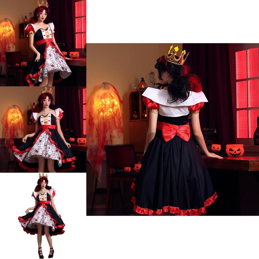 Alice In Wonderland The Red Queen Costume Dress With Polyester Fabric For Halloween Stage Performance Women