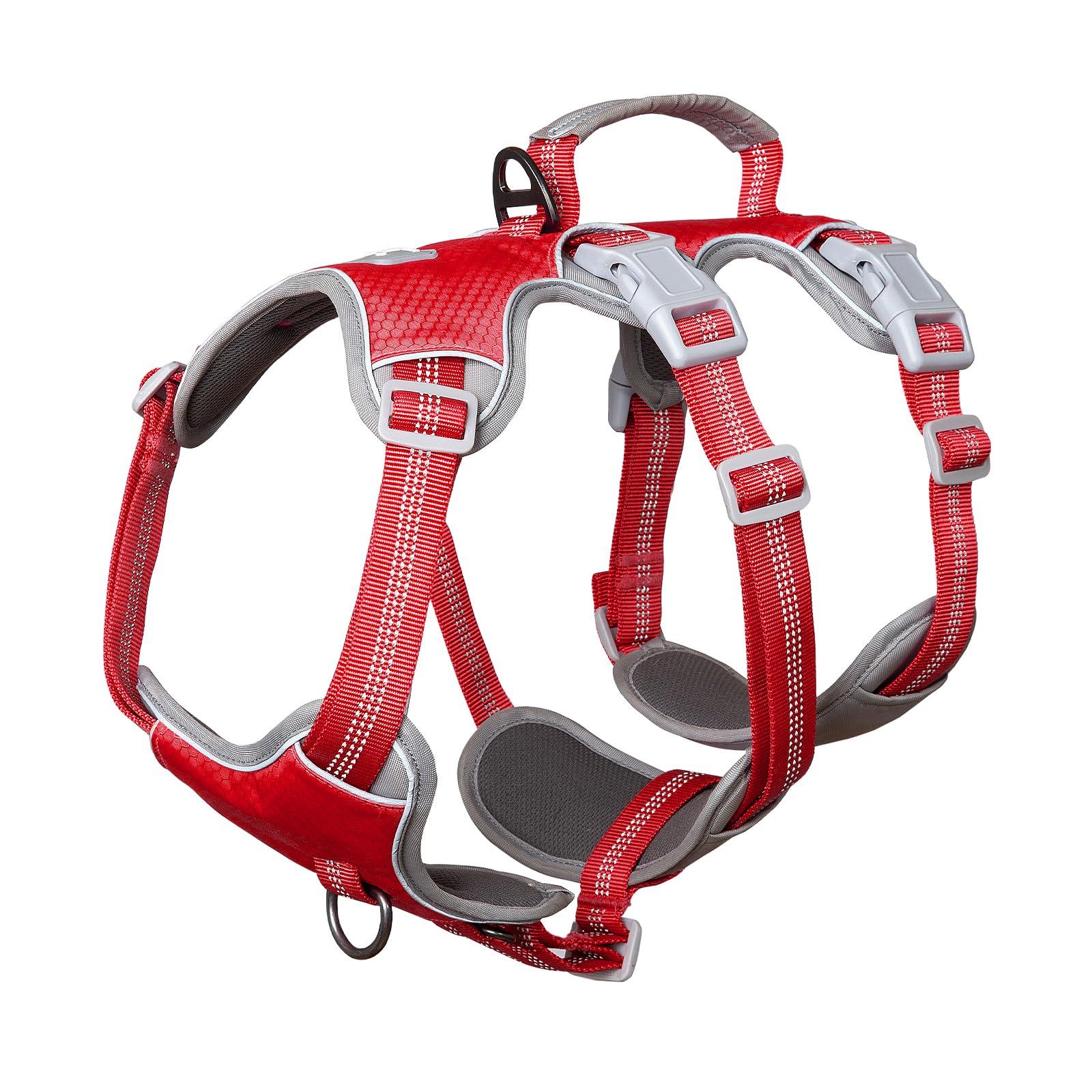 

Huntboo Dog Harness for and Large Dogs Adjustable Easy to Put On and Take for Walks and Training Small, Medium, - Secure, Escape-Proof, Handle, красный