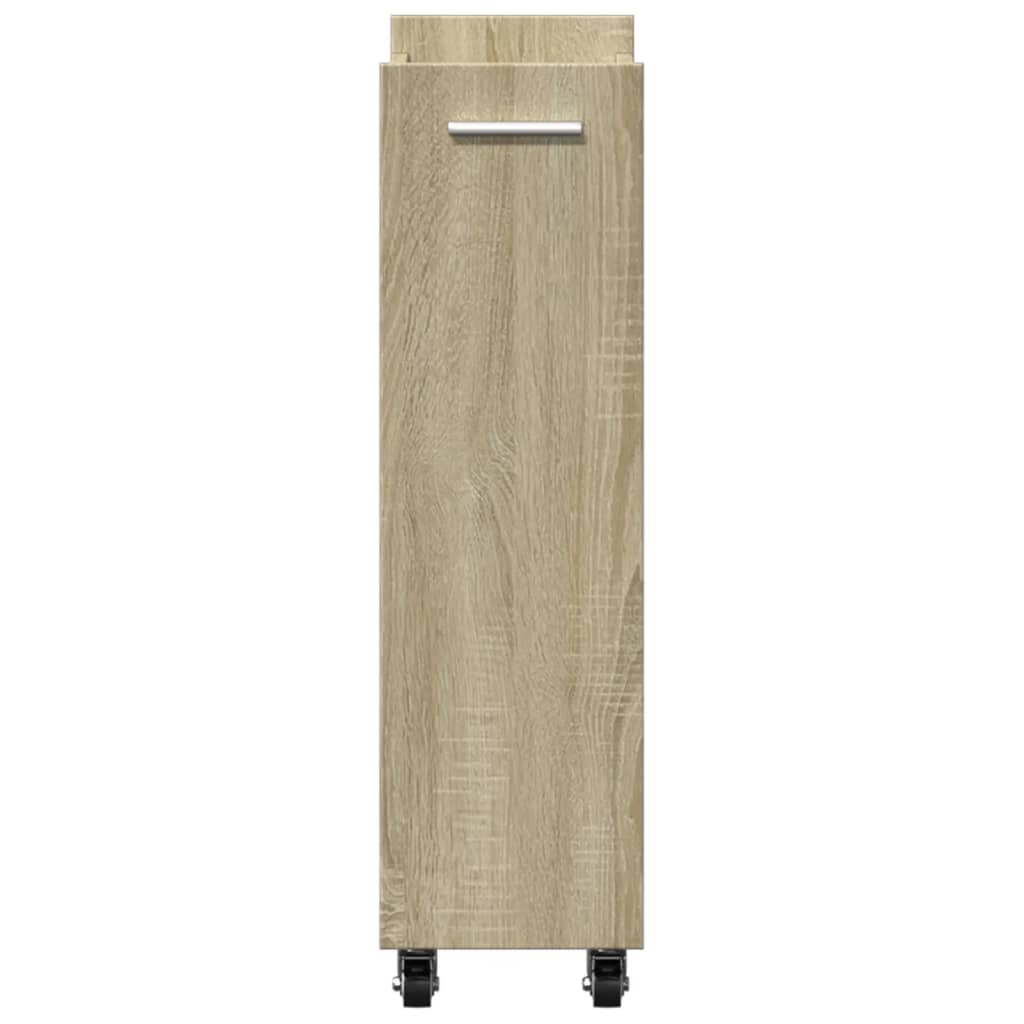 Cabinet with Casters Sonoma Oak Finish 60 X 22 X 79 Cm Engineered Wood