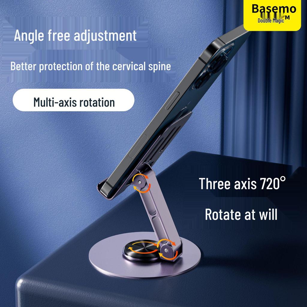 "[Light Luxury Edition] Beimo Metal Rotating Phone Stand - Foldable Desktop Holder for Livestreaming and TV".