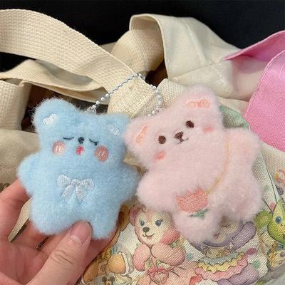 Ursuleț de pluș de desene animate cu scârțâit, brelocuri, pandantive, jucării păpușă drăguță, papuci Kawaii, pluș moale, brelocuri pentru genți, decorațiuni pentru cuplu, prieteni, cadou