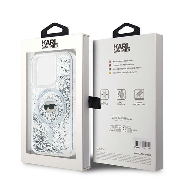 Karl Lagerfeld Klhmp15Xlgkisgh Iphone15 Pro Max 6.7 Hardcase Transparent Liquid Glitter Karl Head Magsafe