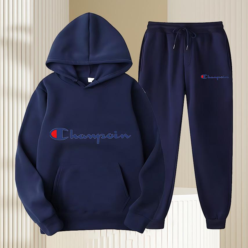 Set Pullover con Cappuccio in Pile Tinta Unita - Tendenza Felpa Casual da Uomo