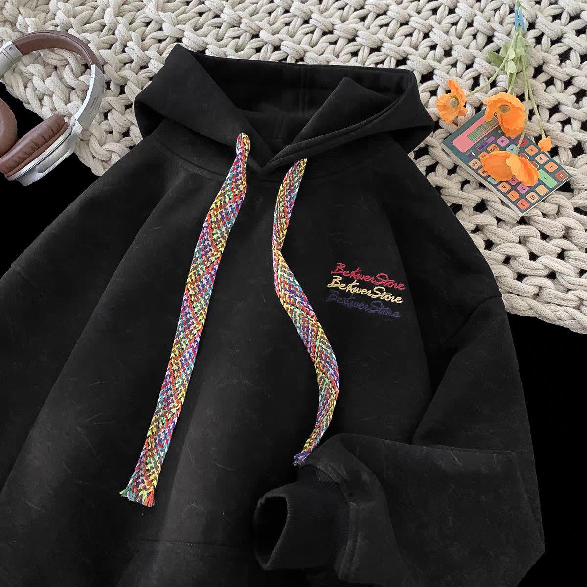 Japanese Harajuku Versatile Hooded Sweatshirt - Trendy, Artistic, and Fashionable. 3XL