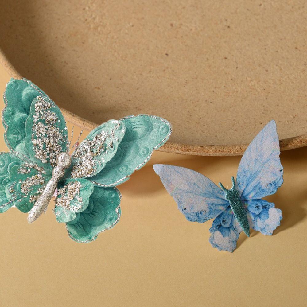 Simulated Butterfly Clip Colorful Xmas Butterfly Decorations Artificial Butterflies Ornament Party