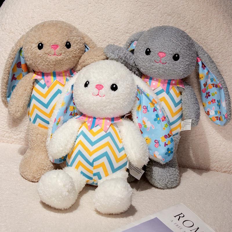 Striped Easter Rabbit Plush Toy Animal Stuffed Doll Decoration Kids Gift 30cm