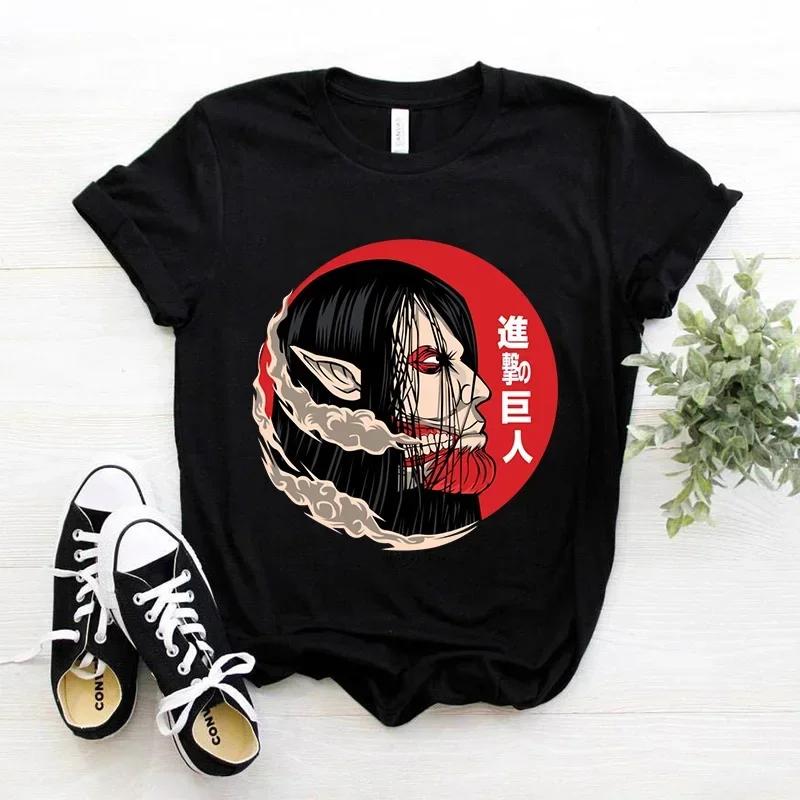 Japanese Anime T-shirt Attack On Titan T Shirt Unisex Kawaii Cartoon Titans Attack Graphic Tees Female Harajuku Summer Tops